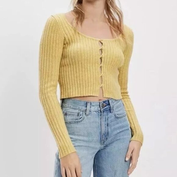 NWT American Eagle Button-Front Ribbed Cardigan S - Picture 1 of 11